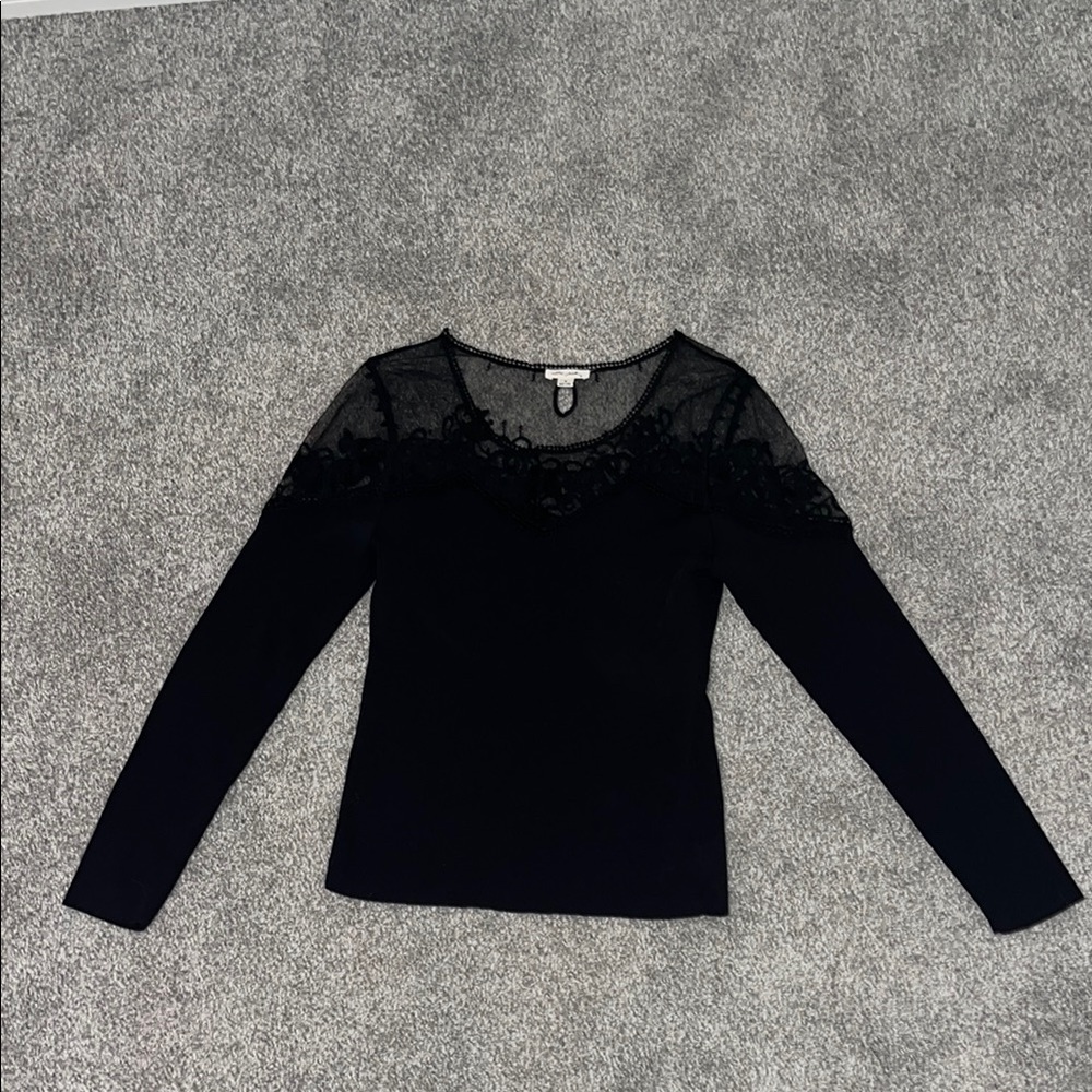 Black Long Sleeve Shirt with Lace